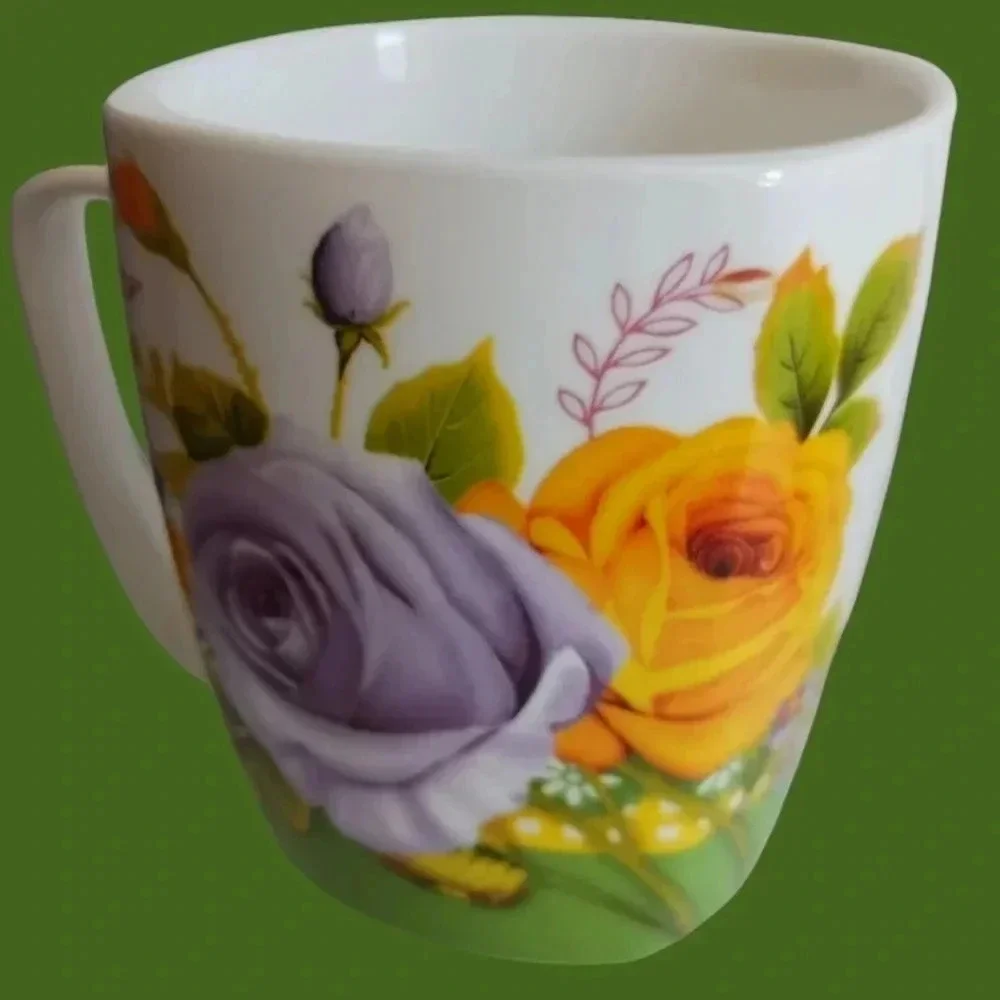 Xiao dang roses coffee cup square 13oz set of 2